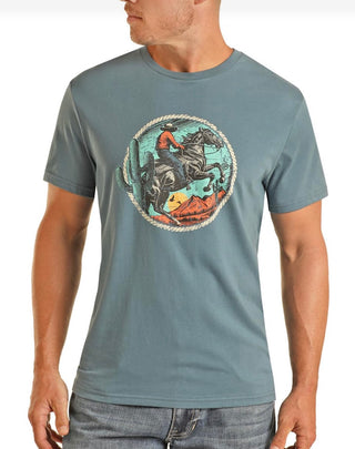 Rock & Roll Denim Unisex Dessert Horse T-Shirt (Light Blue)-BU21T04418