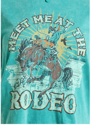 Panhandle Women's Short Sleeve Boxy Tee (Turquoise)-LW21T06374