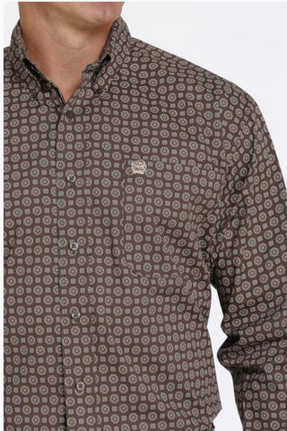 MEN'S CINCH L/S BROWN PRINT WESTERN SHIRT -MTW1105425