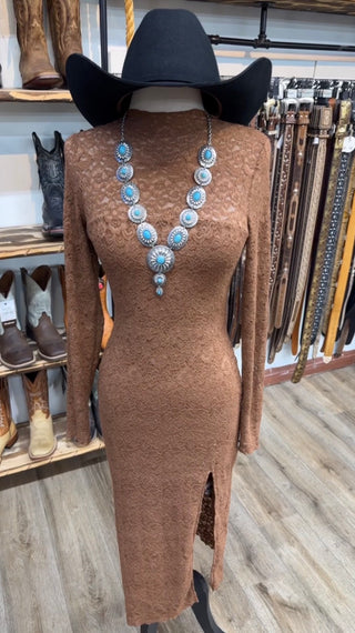Women’s Lace Midi Dress -(Brown) D10705