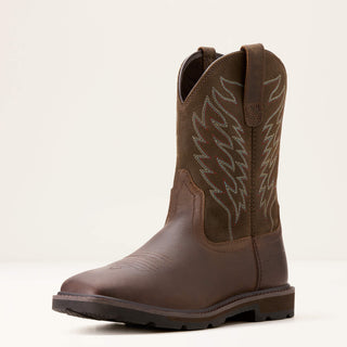 Ariat Men Groundbreaker Wide Square Toe SOFT Toe Work Boot (Brown)-10020059
