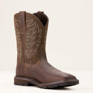 Ariat Men Groundbreaker Wide Square Toe SOFT Toe Work Boot (Brown)-10020059