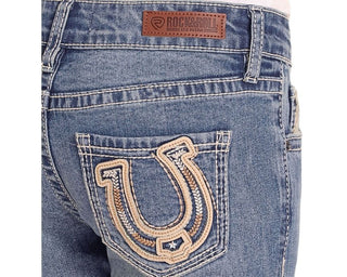 Rock&Roll Girls Horseshoe Bootcut Jeans (Blue)BG4MD04799