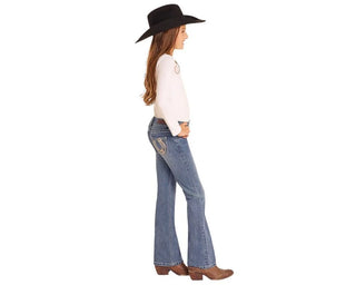 Rock&Roll Girls Horseshoe Bootcut Jeans (Blue)BG4MD04799