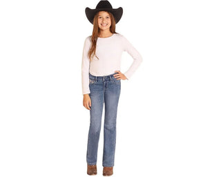 Rock&Roll Girls Horseshoe Bootcut Jeans (Blue)BG4MD04799