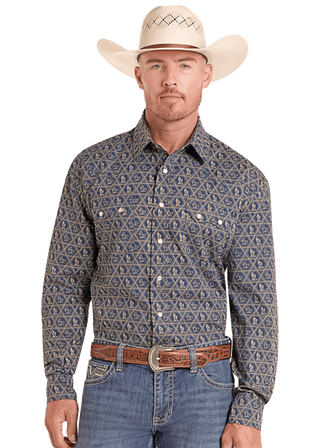 Panhandle Slim Indigo 2 Pkt Snap Shirt(Indigo)-PMN2S08907