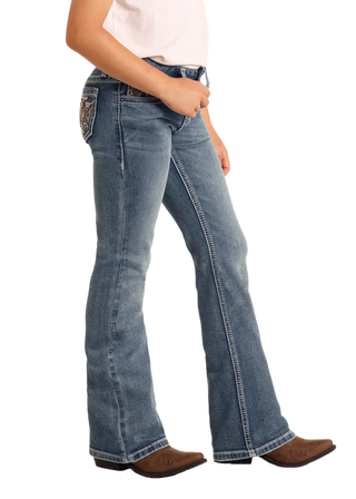 Rock&Roll Girls Steerhead Bootcut Jeans (Blue)BG4MD06026