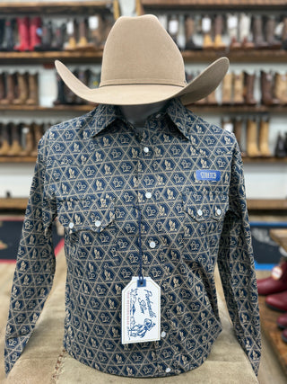 Panhandle Slim Indigo 2 Pkt Snap Shirt(Indigo)-PMN2S08907