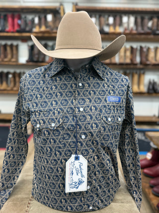 Panhandle Slim Indigo 2 Pkt Snap Shirt(Indigo)-PMN2S08907
