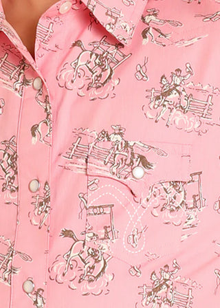 Panhandle Slim Girl's Cowboy Western Snap Shirt (Pink) LGN2S04976