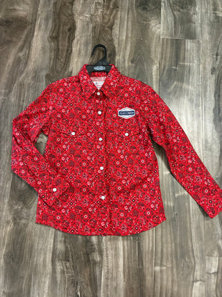 Panhandle Slim Girl's Paisley Western Snap Shirt (Red) RGN2S03829