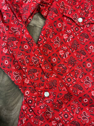 Panhandle Slim Girl's Paisley Western Snap Shirt (Red) RGN2S03829