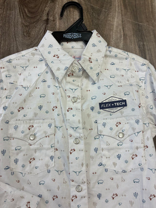 Panhandle Slim Girl's Western Snap Shirt (White) RGN2S04606