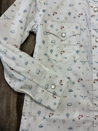 Panhandle Slim Girl's Western Snap Shirt (White) RGN2S04606