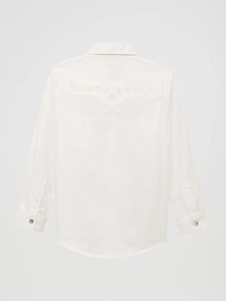 Wrangler Girls Classic Western Snap Shirt (White) 10GW7001W