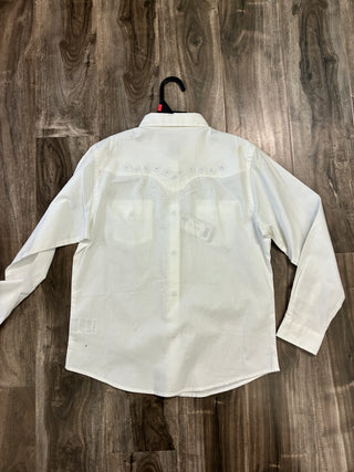 Wrangler Girls Classic Western Snap Shirt (White) 10GW7001W