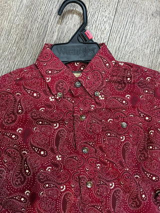 Wrangler Boys Paisley Classic Button Up (Red) 112356520