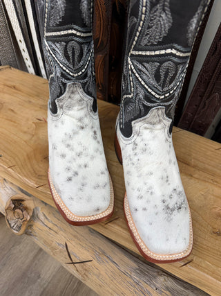 Tanner Mark Women’s Square Toe GENUINE Cowhide Boots (Black/White) TML207139