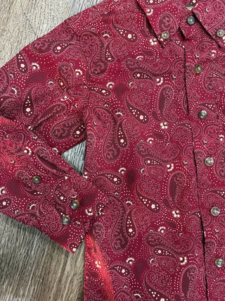 Wrangler Boys Paisley Classic Button Up (Red) 112356520