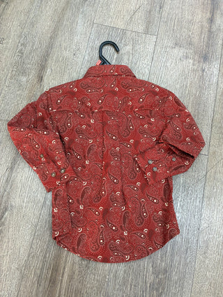 Wrangler Boys Paisley Classic Button Up (Red) 112356520