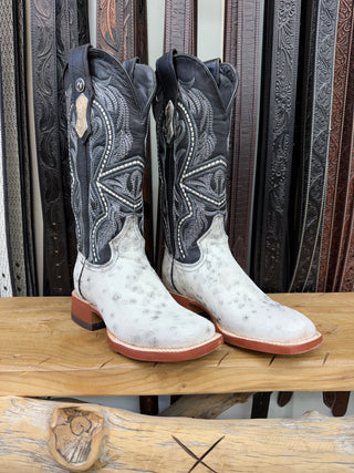 Tanner Mark Women’s Square Toe GENUINE Cowhide Boots (Black/White) TML207139