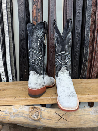 Tanner Mark Women’s Square Toe GENUINE Cowhide Boots (Black/White) TML207139