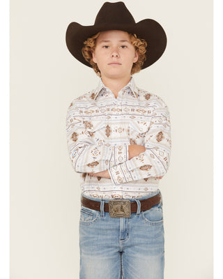 Panhandle Boys Long Sleeve Snap Shirt (Taupe) RBN2S04594