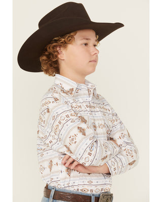 Panhandle Boys Long Sleeve Snap Shirt (Taupe) RBN2S04594