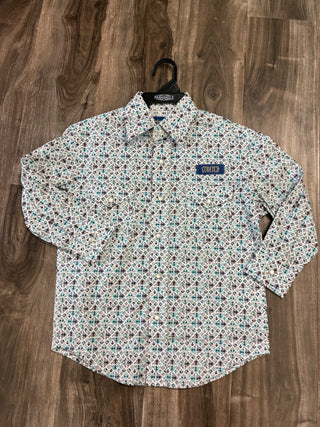 Panhandle Boys Long Sleeve Snap Shirt (Turquoise) RBN2S06539