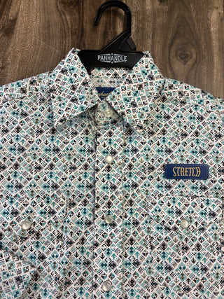 Panhandle Boys Long Sleeve Snap Shirt (Turquoise) RBN2S06539