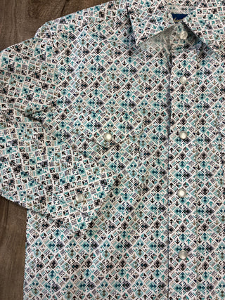 Panhandle Boys Long Sleeve Snap Shirt (Turquoise) RBN2S06539