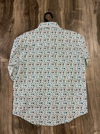 Panhandle Boys Long Sleeve Snap Shirt (Turquoise) RBN2S06539