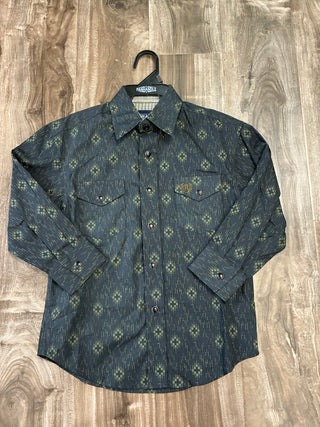 Panhandle Boys Long Sleeve Snap Shirt (Olive) PBN2S04849