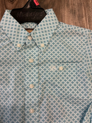 Wrangler Boys Long Sleeve Button Up (Turquoise) 112356521