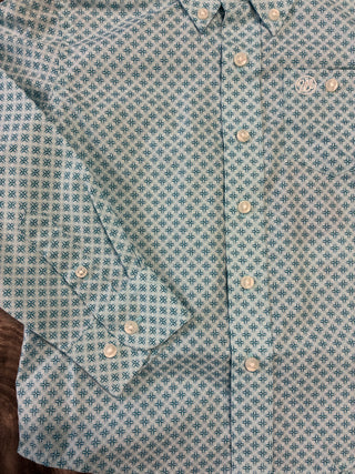 Wrangler Boys Long Sleeve Button Up (Turquoise) 112356521