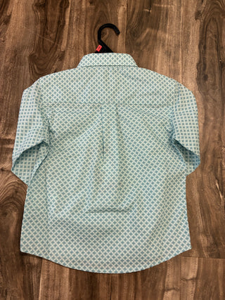 Wrangler Boys Long Sleeve Button Up (Turquoise) 112356521