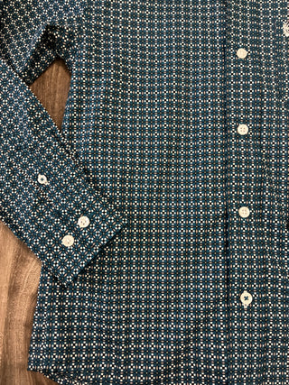 Cinch Boys Geometric LS Button Down Shirt (Teal) MTW7060367