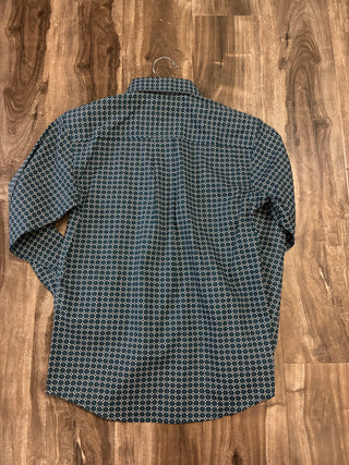 Cinch Boys Geometric LS Button Down Shirt (Teal) MTW7060367