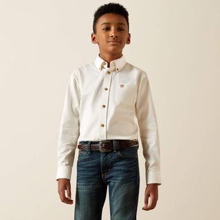 Ariat Boys Solid Twill Classic Shirt (White) 10030162
