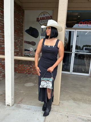 Mescalaro Hill Leather & Hairon Bag In Coal(S-9900)