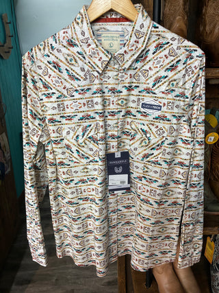 ROCK AND ROLL 03176 LADIES LS SNAP SHIRT (Natural)-RWN2S0317