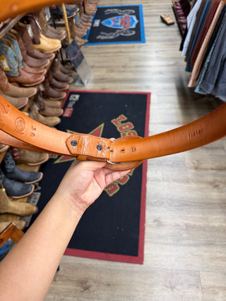 Los Altos Men’s Full Genuine Ostrich Belt (Honey) 2C110303