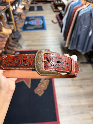Men’s Cincelado Print Belt (Cognac) D5635