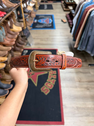 Men’s Cincelado Print Belt (Cognac) D5635