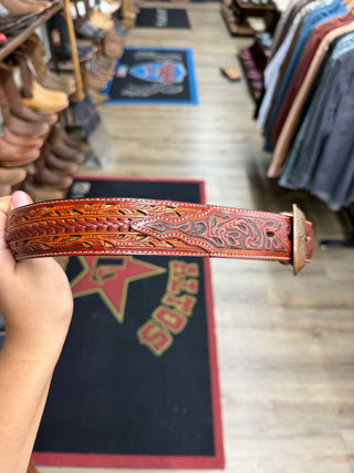 Men’s Cincelado Print Belt (Cognac) D5635