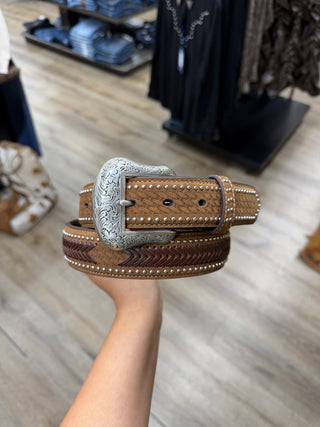 Nocona Men’s Ostrich Print Belt (Brown) N2491844
