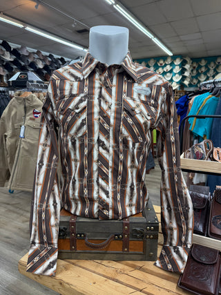 Rock & Roll Men's Aztec LS Snap Shirt (Brown) BMN2S07635