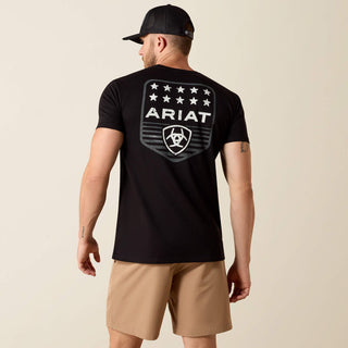 Ariat Men Stripe Patriotic Badge SS T-shirt (Black)-10073966