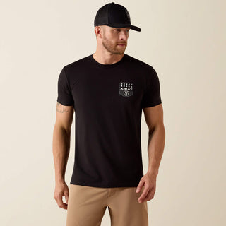 Ariat Men Stripe Patriotic Badge SS T-shirt (Black)-10073966