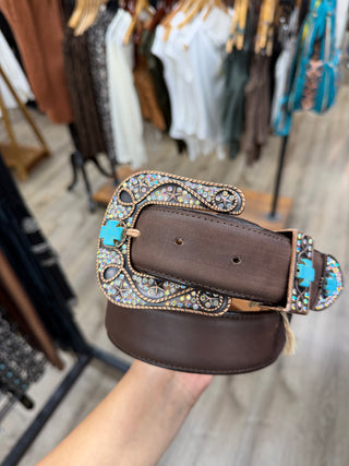 LS Rhinestone Women’s Western Belt (Tobacco)